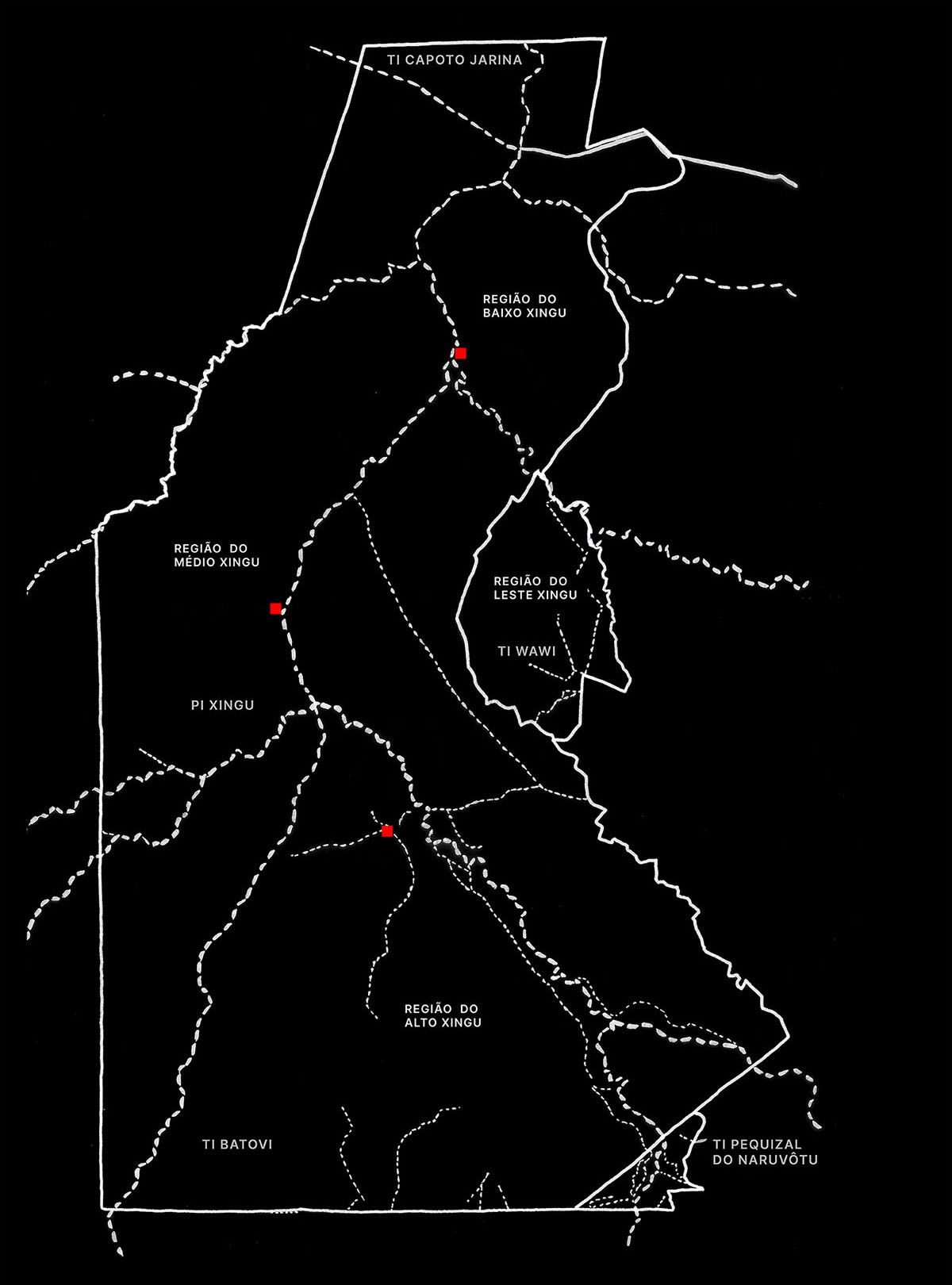Mapa do Território Indígena do Xingu